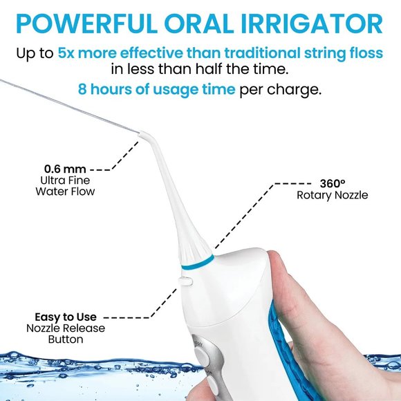 NEW AQUASONIC White Water Flosser with 4 Tips & Travel Pouch - Picture 3 of 11